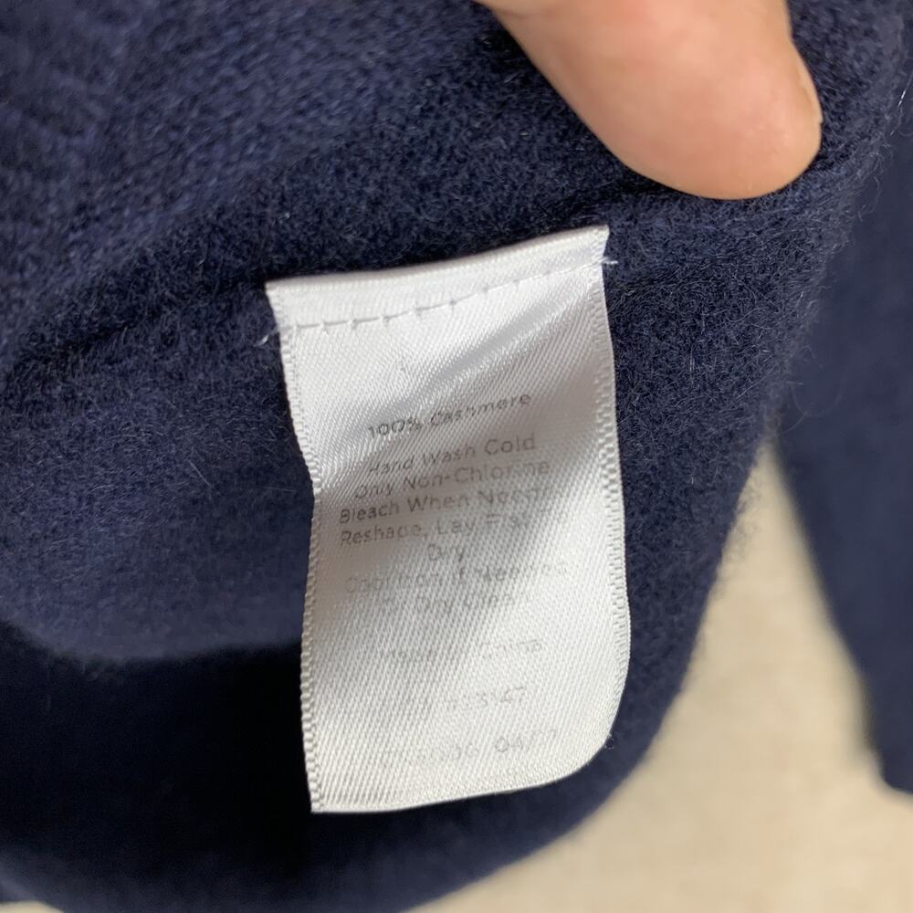 Talbots 100% Pure Cashmere Women’s Sweater Large Navy 3/4 Length Cozy Preppy - Picture 5 of 9